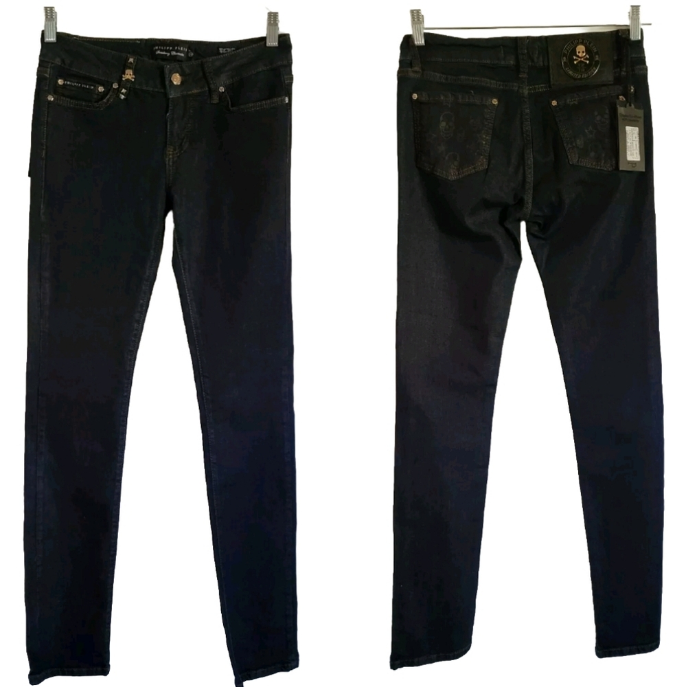 Philipp Plein Strawberry Cheesecake Denim Jeans SKULLS Mid Rise 29x33 NWT COA